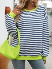 LOVESOFT Sweatshirt Striped in Blue/White/Green size Small