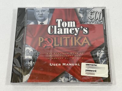 Vintage 1997 Tom Clancy's POLITIKA PC/Mac Computer Game CD-ROM Red