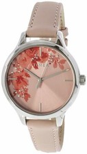 NEW TIMEX SILVER TONE,PINK BLOSSOM LEATHER BAND,SWAROVSKI DIAL,WATCH-TW2R66600