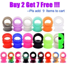 Pair Large Flared Soft Ear Skins Thick Silicone Ear Gauges Ear plugs Ear Tunnels