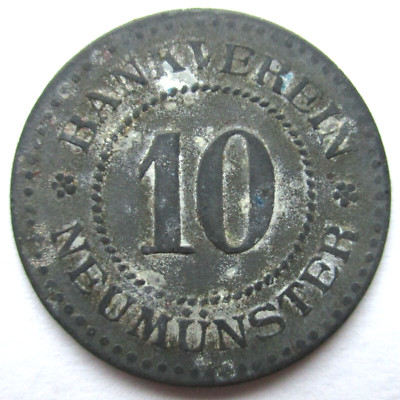 SMALL MONEY REPLACEMENT STAMP Bankverein Neumünster 10 Pfennig without year
