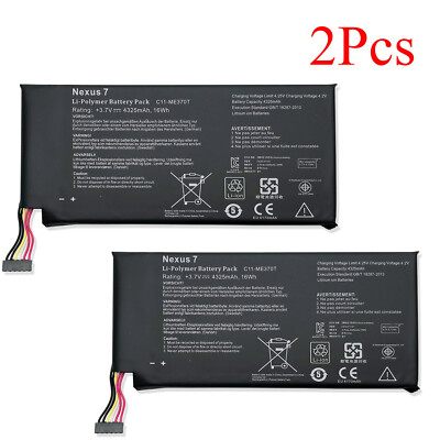 2 x New For Google Asus Nexus 7 1st Gen 2012 Tablet PC C11-ME370T Battery 16Wh