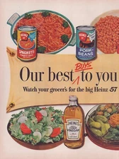 Print Ad Heinz 57 1957 Ketchup Pickle Sauce 2-Page 2-Piece 10.5"x13.5" Each