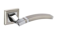 Sofia Designer Handle on Square Plate - Satin/Polished Nickel Finish - Modern 