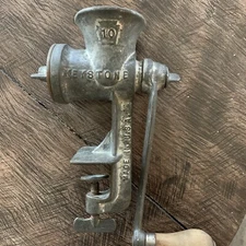 Vintage Keystone No.10 Food Meat Chopper Grinder with 1 blade-Hand crank 