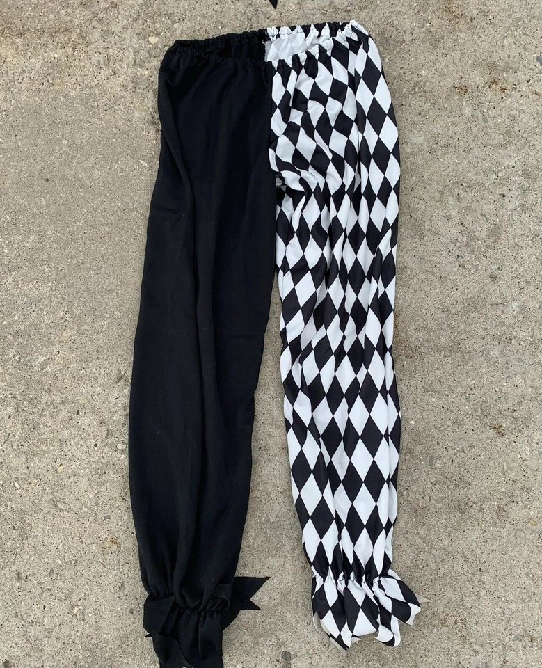 Creepy Joker Adulto Pequeño Disfraz de Halloween Pantalones Top Máscara Sombrero Negro Blanco Miedo Foto 3 de 4