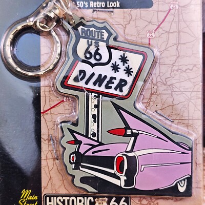 VTG Cobbs Key Chain 3D PVC Main Street Diner Historic US ROUTE 66 50s Retro Look