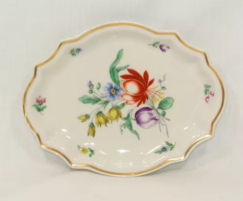 RICHARD GINORI Italian Porcelain Small Tray 6 3/8 inches Elaborate Flowers