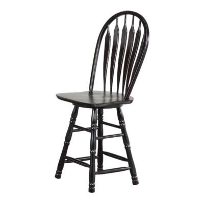 Sunset Trading 24'' Swivel Barstool/Counter Stool in Antique Black Solid Wood