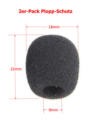 net4web - 2er-Pack Ploppschutz für Lavalier-Mikrofone 22x18x8mm