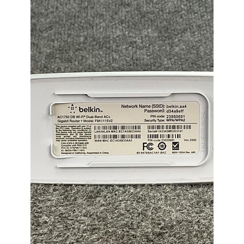 Belkin F9K1115V2 AC1750 DB Wi-Fi Dual-Band AC+ Gigabit Internet Router - Picture 15 of 17