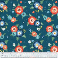 Windham Fabrics  Dark Blue Dahlia Bouquets  53861-2