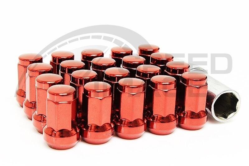 Z RACING RED 7 STEEL CLOSE ENDED LUG NUTS TUNER KEY SPLINE SET
