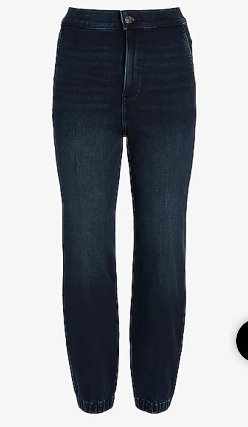Express Super High Waisted Elastic Back Jogger Jeans Dark Wash