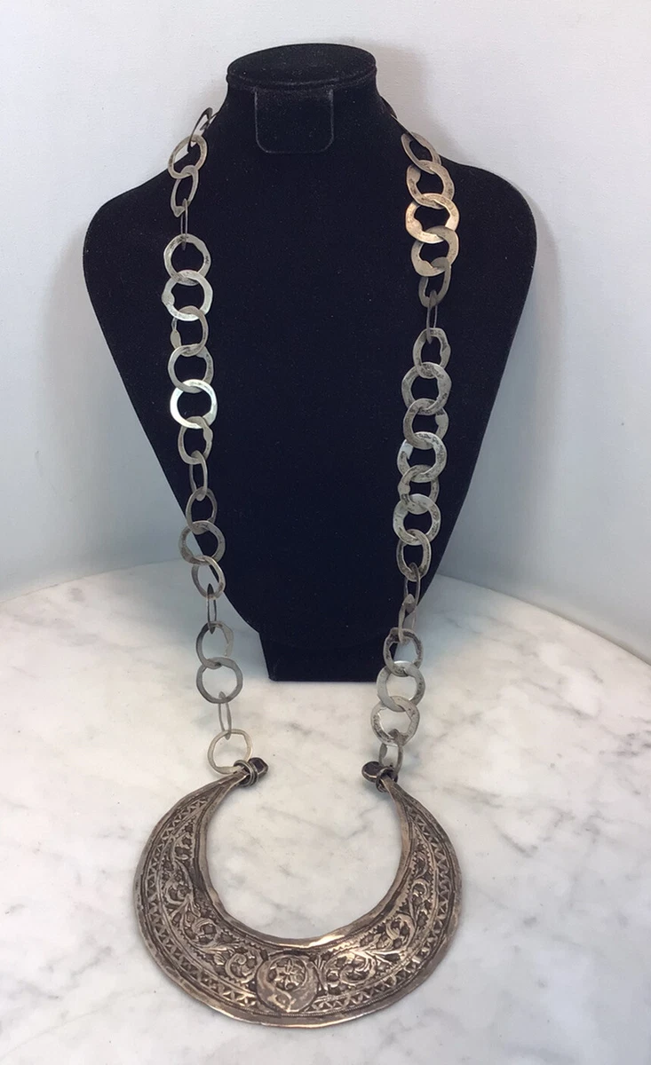 Antique Vintage Egyptian Arabic Sterling Silver Handmade Necklace