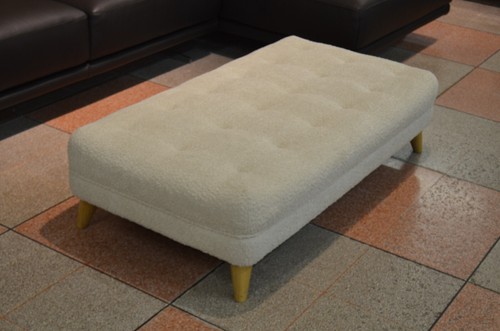 Laze Footstool Large Ottoman Foot Stool in Teddy Oat Fluffy Fabric - Picture 10 of 14