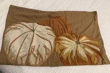 NWOT Pottery Barn Pumpkin Fall Farmhouse Pillow Cover Embroidered Autumn 16x26