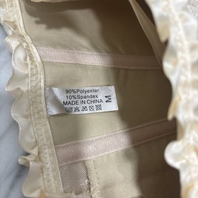 Womens Corset Waist Cincher Bustier Lace Up Lingerie Size M Beige/Tan Brocade