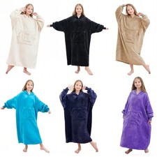 Kids Oversized Fleece Hooded Blanket Sweatshirt with Pocket Soft Sleepwear