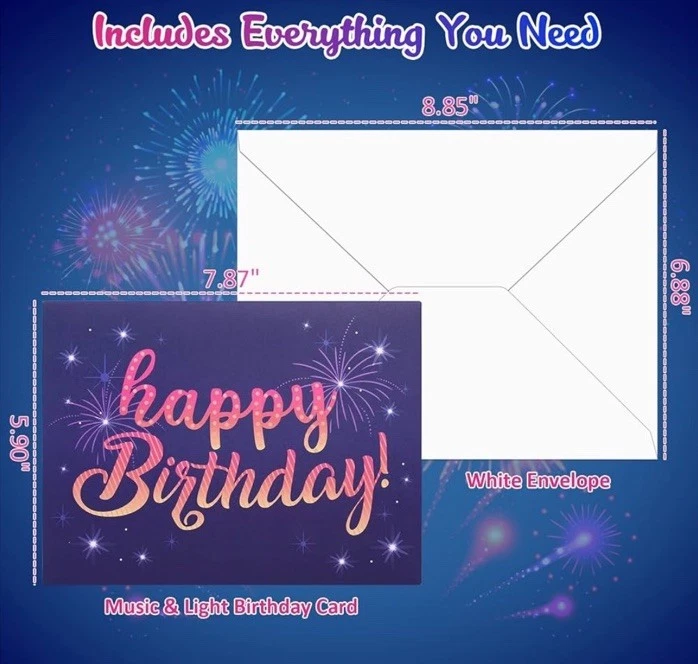 Tarjetas de Cumpleaños INPHER Fuegos Artificiales Pop Up Pastel Luz y Música Tarjeta de Feliz Cumpleaños Foto 2 de 4