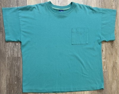 Vintage 80s Ocean Pacific OP Shirt Large Montabert Turquoise Beach Surfer READ