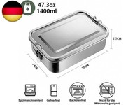 Brotdose Mit FäChern Edelstahl 1400Ml Groß, Auslaufsichere Bento Box Mit V