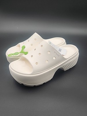 New! CROCS  Stomp  Platform Slide Chalk White Sandal Women s Size 11 - Men's 9