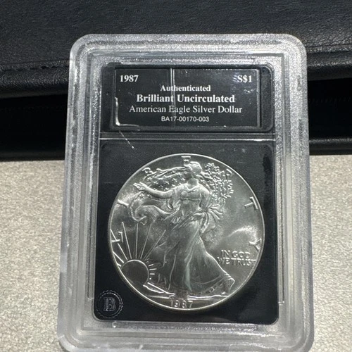 1987 1 oz Silver American Eagle (Brilliant Uncirculated) Bradford Exchange Slab