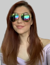 Unbranded Aviator Gold Green Multicolor Pilot Men  s Women's Sunglasses