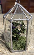 Handcrafted Octagon Real Dried Flowers Hanging Glass/Metal Frame Floral Decor 5  