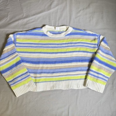 GAP Kids Crop Crewneck Striped Oversized Sweater Large (10) Long Sleeve