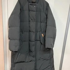 Sunday Island Hooded Puffer Long Down Jacket Charcoal