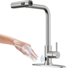 Touchless Kitchen Faucet with Motion Sensor Waterfall Sprayer, Brushed Nickel