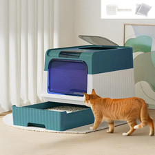 Large Self Cleaning Cat Litter Tray Automatic UV Sterilization Cat Potty Box Pan