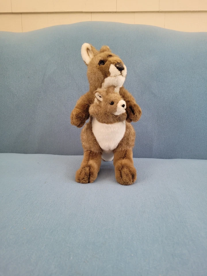 VTG 1997 Momma and Baby Kangaroo Plush Brown Stuffed Animal 12" K &M - Image 2 of 4