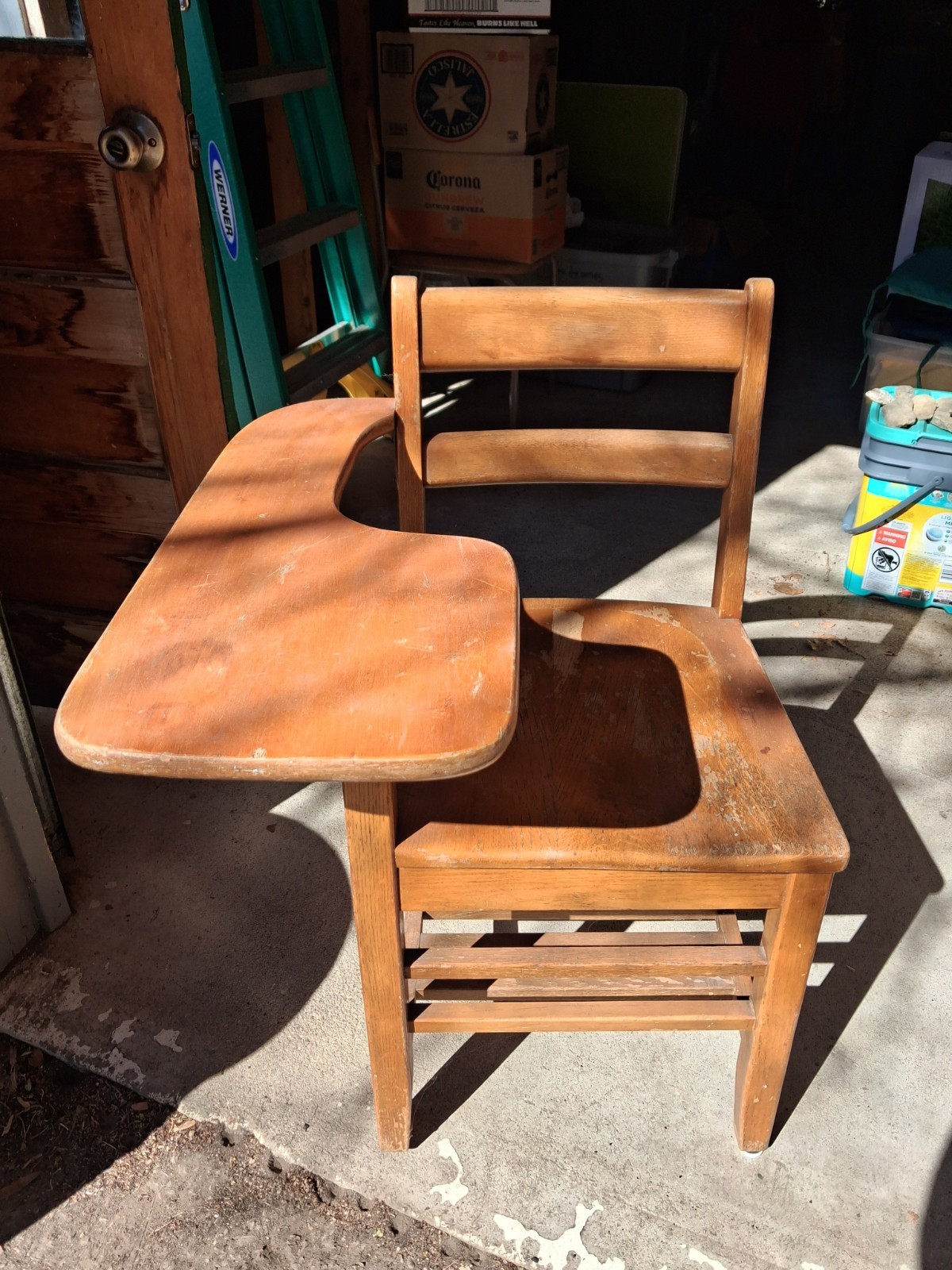 Vtg Solid Wood School Desk