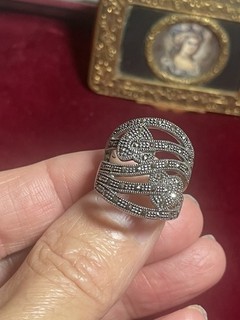 Magnifique Bague En Argent Massif Et Marcassites Taille 56/57