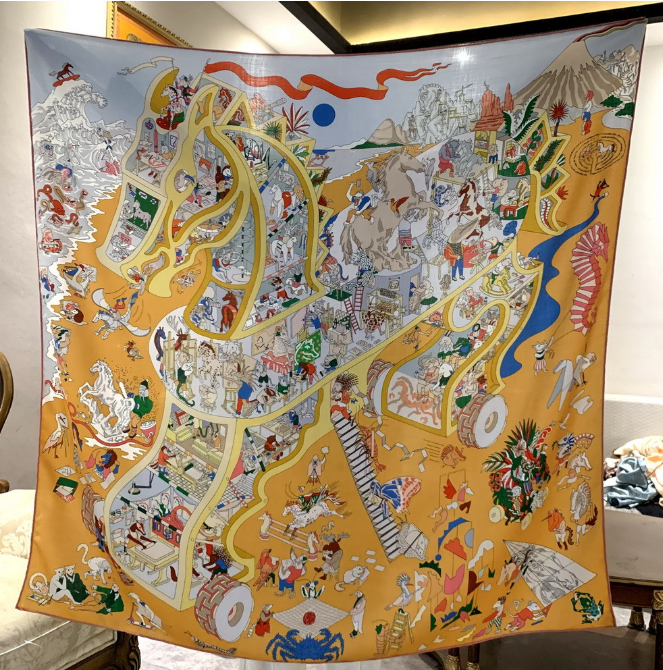 70% Cashmere 30% Silk Shawl Neckerchief knight Print 53'' Bandana Scarf Wrap new