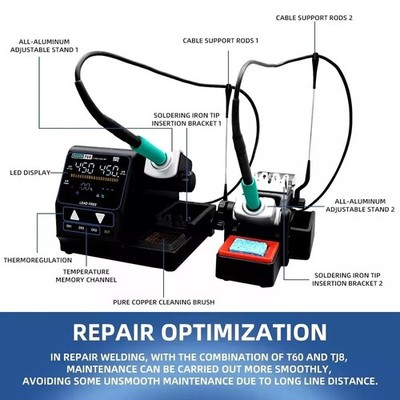SUGON T60 Lötstation 120W Dual Station Professional LCD PCB SMD Repair
