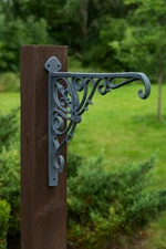 Cast Iron Plant Hanger Bracket 12" Deep Verdigris Green Outdoor Wall Mount Hook