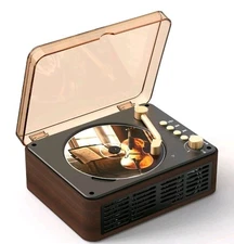 CD Player with Speakers Hifi Stereo Sound for Home,Bluetooth Retro Wood CD Music