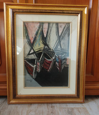 OPERA QUADRO VITTORIO MARIA  DI CARLO - BARCHE - ANNO 1970