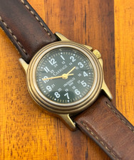 Vintage Carriage Watch Women Indiglo 1999 Green Dial Gold Tone 27mm New Battery