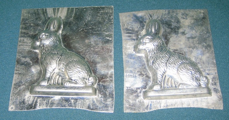 TIN SINGLE SIDED RABBIT 2 COUNT CHOCOLATE OR CANDY MOLD