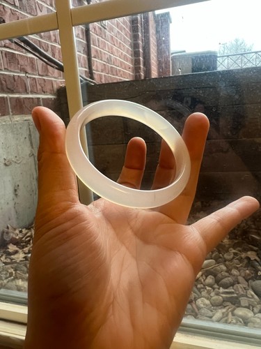 Natural White Jadeite Jade Bangle Clean Milky White 54.4mm