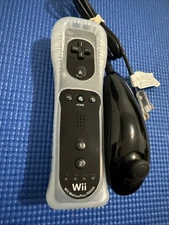 Nintendo Wii RVL-036 Motion Plus Black Remote Controller with OEM Nunchuck