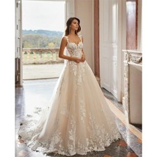 Boho Floral Appliques Wedding Dress Sweetheart Long Train Gorgeous Bride Gowns