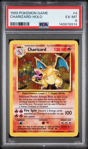 1999 Pokemon Base Set Charizard 4/102 Holo PSA 6 EX-MT WOTC