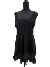 Soma Womens Sz Large Black Lace Shortie Night Gown Straps Scoop Front