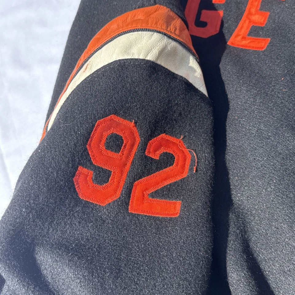 Vintage Holloway Varsity Jacket Men’s Medium Orange & Black USA Wool College - Изображение 3 из 4